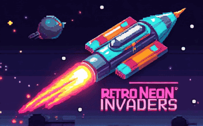 Retro Neon Invaders